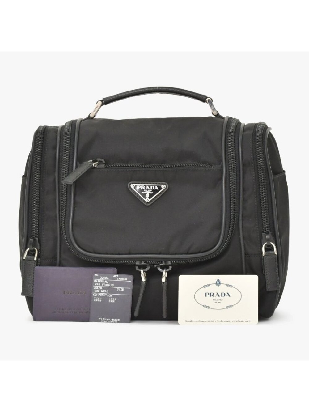 Prada Re-Nylon Travel Bag Carry on Pouch Nylon Saffiano Leather Triangle Logo